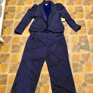 Ryegrass Navy Pinstripe Size 16W Pant Suit